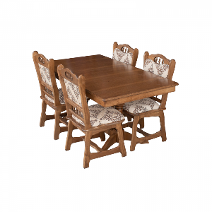 Set masa extensibila cu 4 scaune EUROPA, lemn masiv, dreptunghiulara, nuc, 160 240x90x70 cm