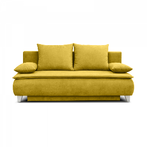 Canapea MONA extensibila, 3 locuri, cu arcuri si lada depozitare, galben, 210x112x100 cm