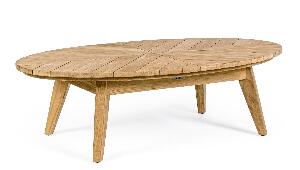 Masa de cafea pentru gradina / terasa din lemn de tec, Coachella Oval Natural, L120xl70xH33 cm