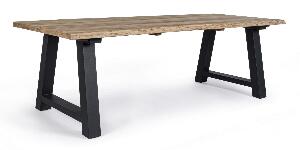 Masa de gradina / terasa din lemn de tec si metal, Rolland Natural / Negru, L240xl100xH77 cm