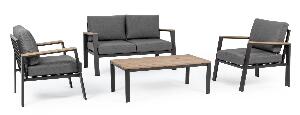Set mobilier pentru gradina / terasa, Belmar Natural / Antracit, 2 fotolii + canapea 2 locuri + masa de cafea