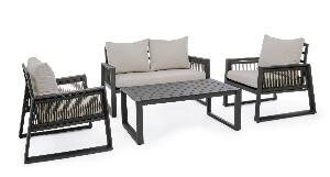 Set mobilier pentru gradina / terasa, Captiva Gri / Antracit, 2 fotolii + canapea 2 locuri + masa de cafea