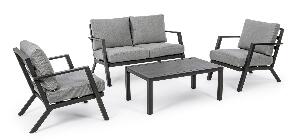 Set mobilier pentru gradina / terasa, Harleys Gri / Antracit, 2 fotolii + canapea 2 locuri + masa de cafea