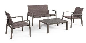 Set mobilier pentru gradina / terasa, Laiken Grej, 2 fotolii + canapea 2 locuri + masa de cafea