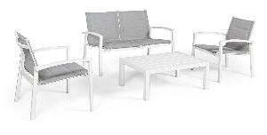 Set mobilier pentru gradina / terasa, Laiken Gri / Alb, 2 fotolii + canapea 2 locuri + masa de cafea