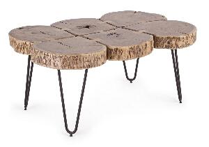 Masa de cafea din lemn de salcam si metal Edgar Log Natural / Negru, L90xl60xH40 cm