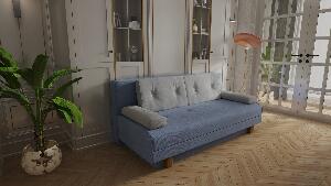 Canapea extensibila cu lada de depozitare, tapitata cu stofa, 3 locuri, Studio Albastru / Gri, l192xA84xH76 cm