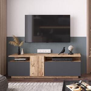 Comoda TV din pal, cu 3 usi Future FR6-AA Antracit / Natural, l150xA29,5xH46,3 cm