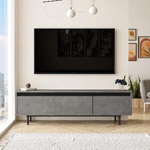 Comoda TV din pal si metal, cu 3 usi, Luvio LV1-RL Gri / Negru, l160xA35,5xH45,1 cm