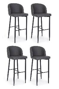 Set 4 scaune de bar tapitate cu piele ecologica si picioare metalice Chris Gri Inchis / Negru, l47xA52xH105 cm
