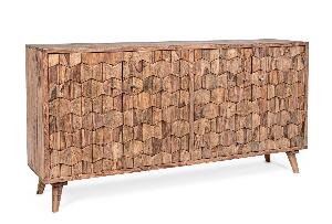 Comoda din lemn de Sheesham, cu 4 usi Kant Natural, l177xA40xH90 cm