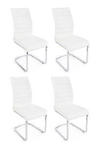 Set 4 scaune tapitate cu piele ecologica si picioare metalice Myra Alb / Crom, l41xA60xH98 cm
