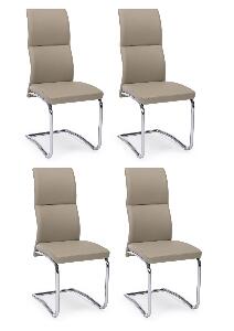 Set 4 scaune tapitate cu piele ecologica si picioare metalice, Thelma Grej / Crom, l44xA58xH104 cm