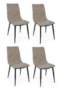 Set 4 scaune tapitate cu piele ecologica si picioare metalice Victor Grej / Negru, l63xA47xH91 cm