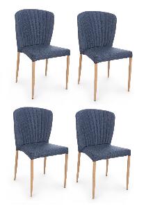 Set 4 scaune tapitate cu stofa si picioare metalice Shell Bleumarin / Natural, l62xA52xH85 cm