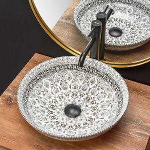 Lavoar Arte motive florale ceramica sanitara gri – 40 cm