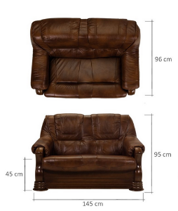 Canapea cu piele 2 locuri Parma – L 145 x l96 x h95 cm