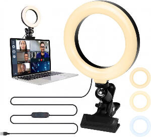 Lampa pentru videoconferinta Katomi, LED, incarcare USB, negru, 15,2 cm