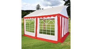 Pavilion de grădină PVC 3 x 4 m, roșu și alb