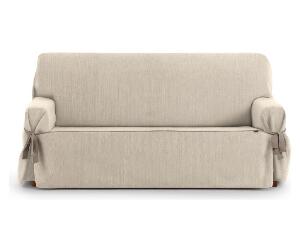 Husa ajustabila pentru canapea cu 3 locuri Chenille Ties Cream 180-230 cm - Eysa, Crem