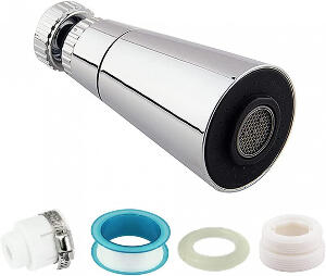 Aerator pentru robinet QSXX, plastic, argintiu/negru, 9,5 cm