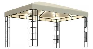 Pavilion cu sir de lumini LED, crem, 3x4 m
