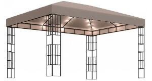 Pavilion cu siruri de lumini LED, gri taupe, 4x3 m