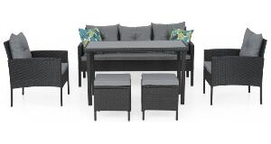 Set mobilier CLARY terasa/gradina, 2 fotolii, 2 taburete, canapea si masuta