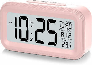 Ceas cu alarma U-picks, afisaj LED, roz, 14,5 x 5,5 x 8,5 cm