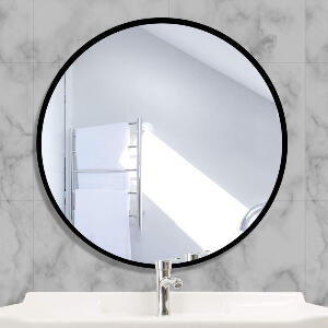 Oglinda AUFHELLEN, metal/sticla, negru, 50 cm