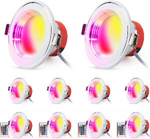 Set de 10 spoturi Esbaybulbs, LED, RGB, 9,9 x 5,5 cm