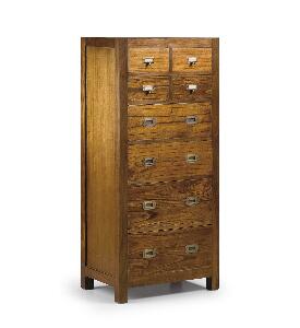 Cabinet din lemn si furnir, cu 8 sertare, Star High Nuc, l60xA40xH130 cm