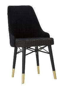 Set 2 scaune tapitate cu stofa si picioare din lemn, Venus Velvet Negru / Auriu, l50xA54xH93 cm