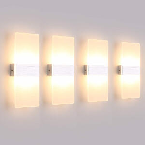 Set de 4 aplice de perete Klighten, LED, aluminiu/acril, 29 x 11 x 4,1 cm