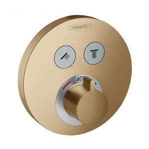 Baterie de baie cu termostat si 2 functii Hansgrohe Shower Select S bronz satinat
