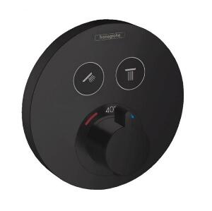 Baterie de baie cu termostat si 2 functii Hansgrohe Shower Select S negru mat