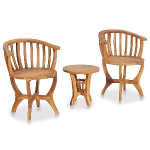 Set masa + 2 scaune pentru gradina / terasa, din lemn de tec, Cindy Natural, Ø40xH43,5 cm