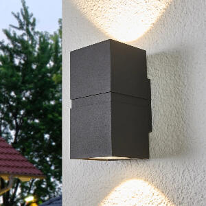 Aplica de perete pentru exterior Gabriela, LED, aluminiu/sticla, gri inchis, 9 x 18 x 10,6 cm