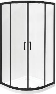 Cabina de dus semirotunda, neagra, 80x80 cm, Besco Modern