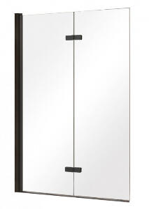 Paravan cada sticla securizata, profil negru, 100x145 cm, doua elemente mobile, Besco Lumix Black 2