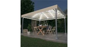 Pavilion cu siruri lumini led, crem, 400x300 cm, aluminiu
