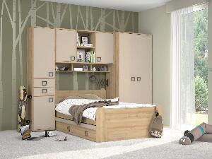 Set Mobila dormitor din pal, pentru copii, 5 piese, Kiki Fag / Nude, 200 x 120 cm