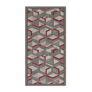 Traversă Floorita Hypnotik, 55 x 280 cm, gri-roșu