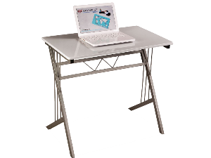 Masa de birou din pal si metal, Benny-120 Alb / Aluminiu, L80xl51xH72 cm