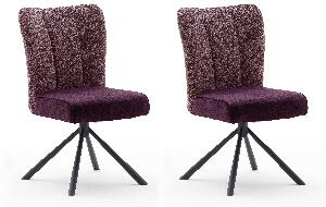 Set 2 scaune rotative tapitate cu stofa si picioare metalice, Santiago B, Burgundy / Negru, l53xA64xH91 cm