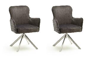 Set 2 scaune rotative tapitate cu stofa si picioare metalice, Sheffield B Oval, Cappucino / Crom, l62xA64xH88 cm