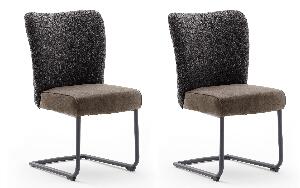 Set 2 scaune tapitate cu stofa si picioare metalice, Santiago A Swing, Antracit / Negru, l53xA64xH93 cm