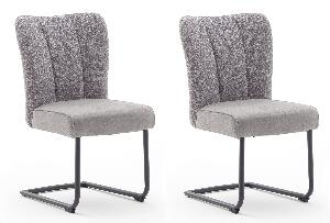 Set 2 scaune tapitate cu stofa si picioare metalice, Santiago B Swing, Gri / Negru, l53xA64xH93 cm