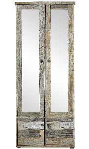 Dulap hol din pal cu oglinda si 4 usi Bazna Natur / Gri inchis, l78xA40xH188 cm