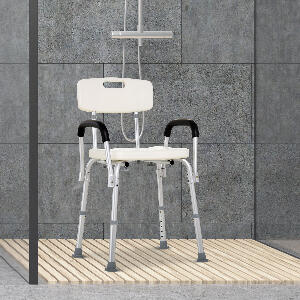 HomCom, scaun reglabil cu spatar de dus, 46,5x54x72,5-85 cm | Aosom Ro